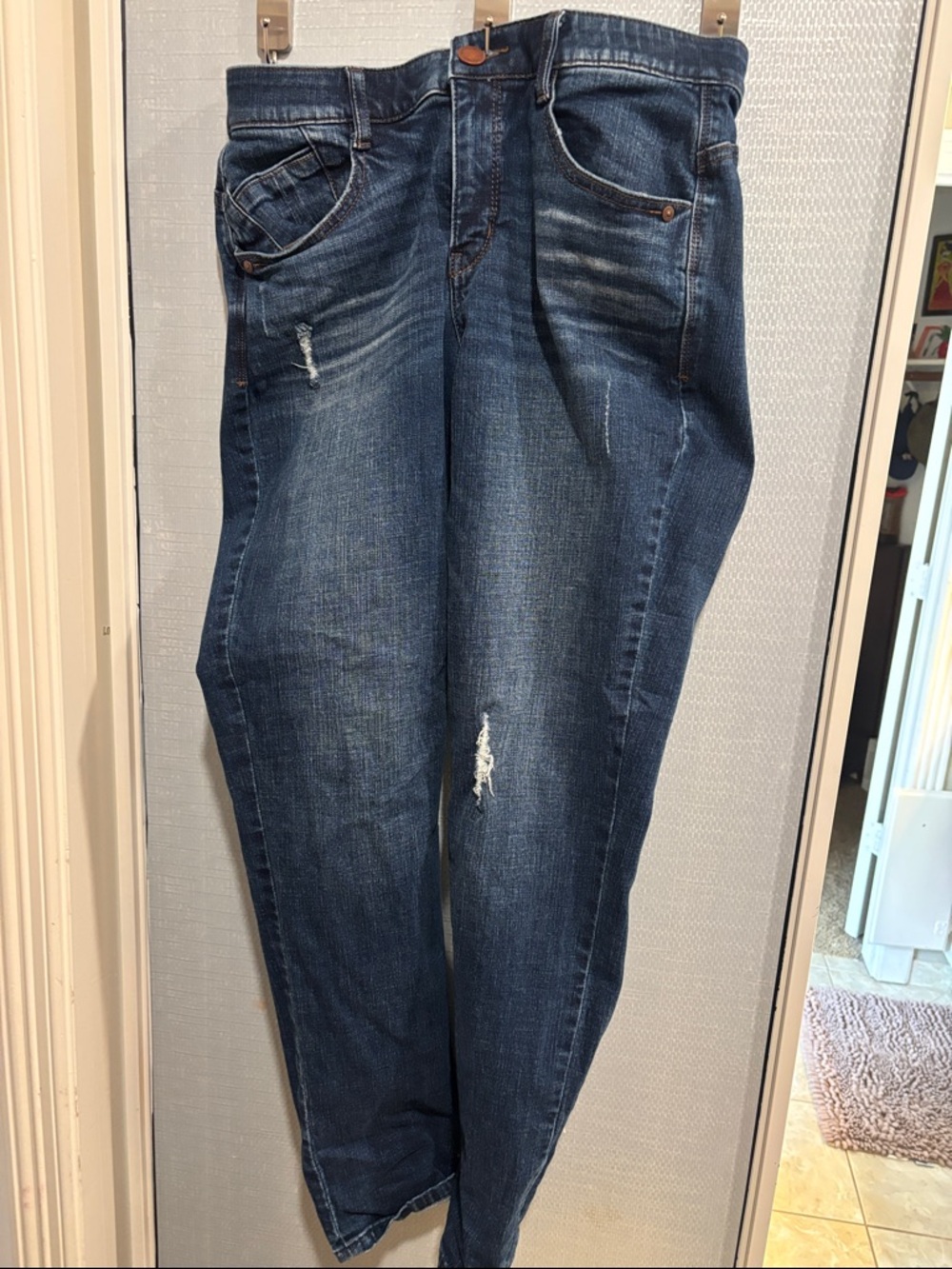 Wit & Wisdom Light Blue Denim Jeans with Orange Nail Accent